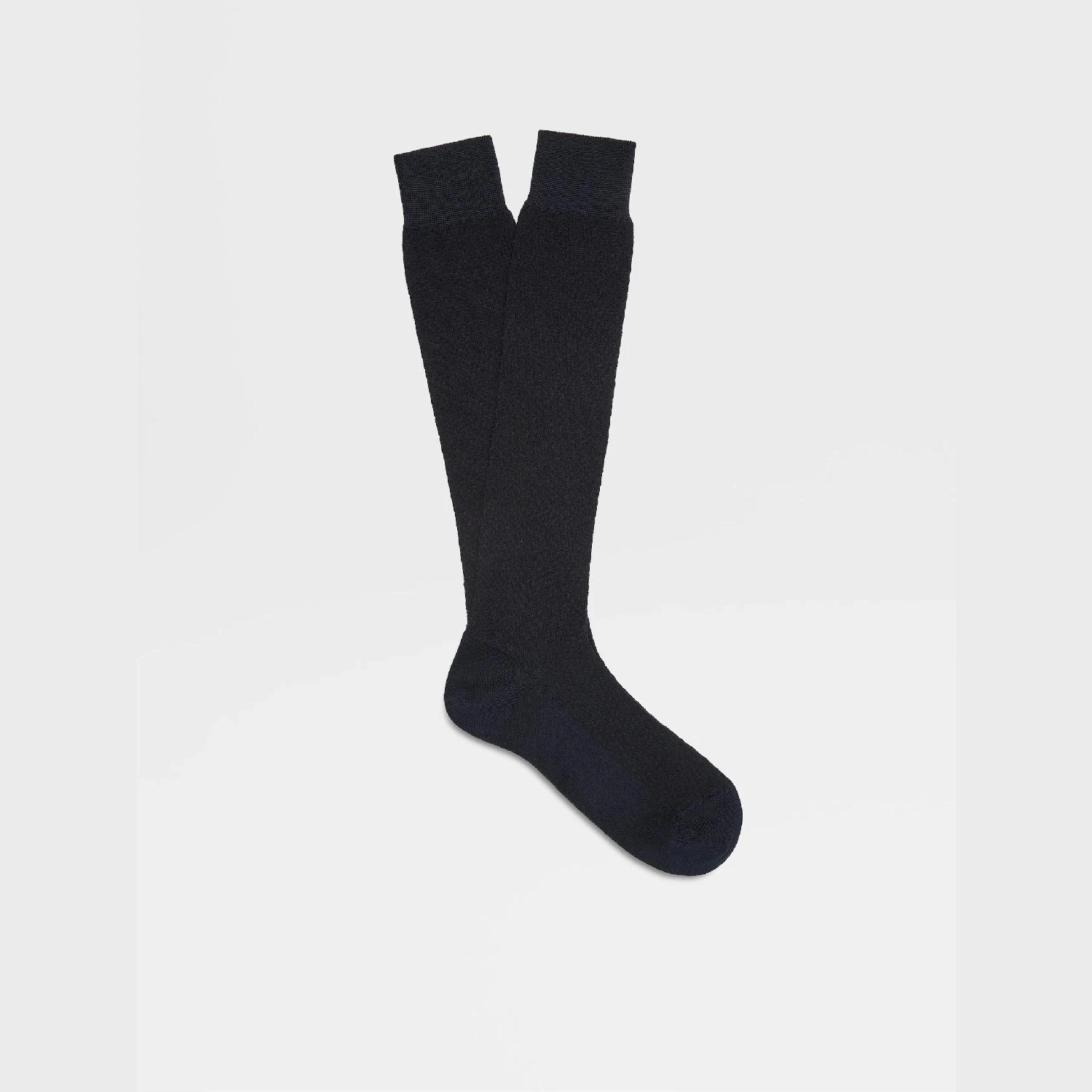 包邮包税【预售7天发货】 ZEGNA杰尼亚 23秋冬 男士 袜子 NIGHT BLUE LYOCELL BLEND TEXTURED MID CALF SOCKS N5V40-580-402 商品