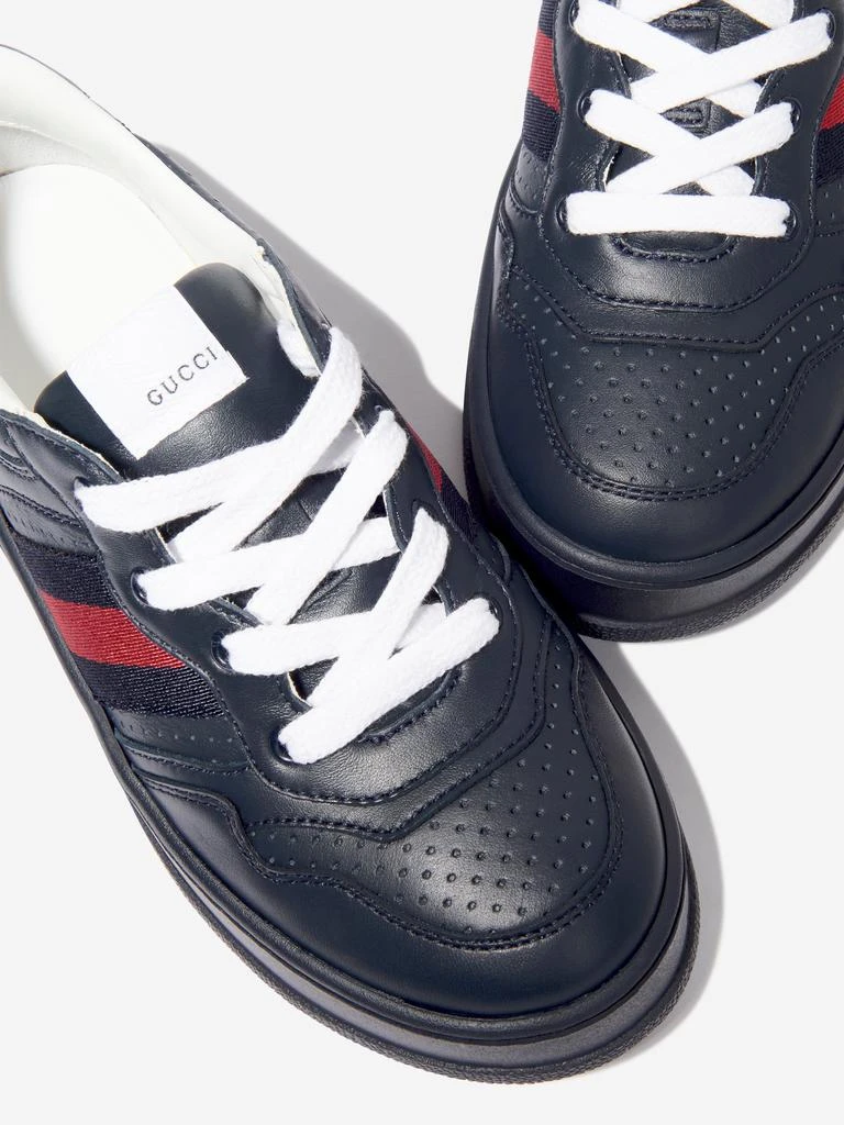 商品Gucci|Gucci Kids Leather Trainers With Web in Navy,价格¥2028,第3张图片详细描述