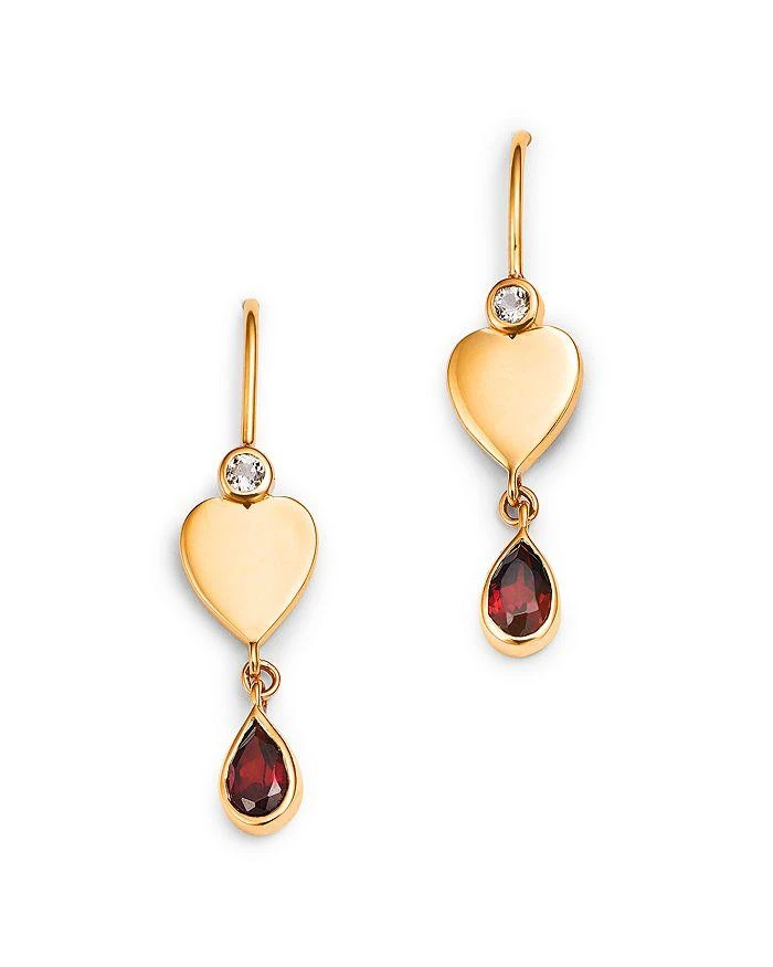 商品Moon & Meadow|14K Yellow Gold Italy Garnet & White Topaz Drop Earrings - Exclusive - Exclusive,价格¥5672,第1张图片详细描述