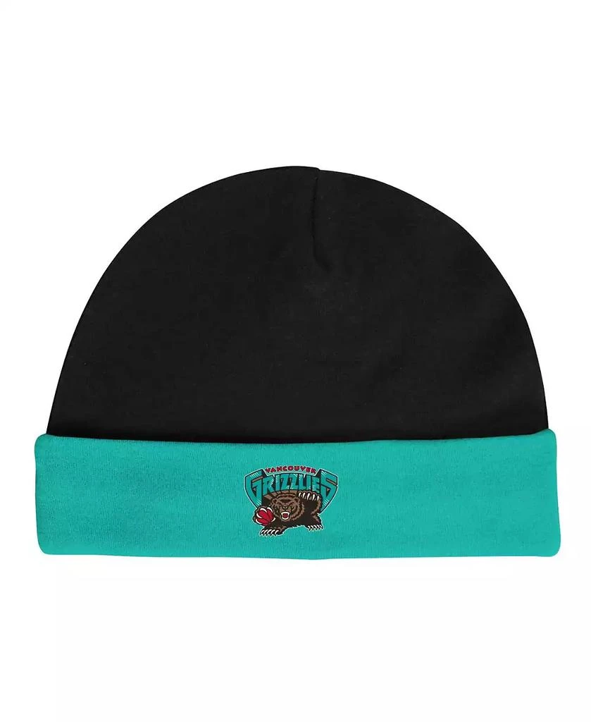 商品Mitchell & Ness|Infant Boys and Girls Black, Turquoise Vancouver Grizzlies Hardwood Classics Bodysuits and Cuffed Knit Hat Set,价格¥309,第2张图片详细描述