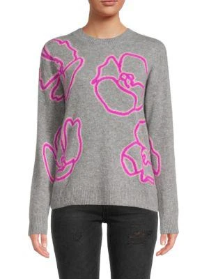 商品Saks Fifth Avenue|Floral Crewneck 100% Cashmere Sweater,价格¥563,第1张图片