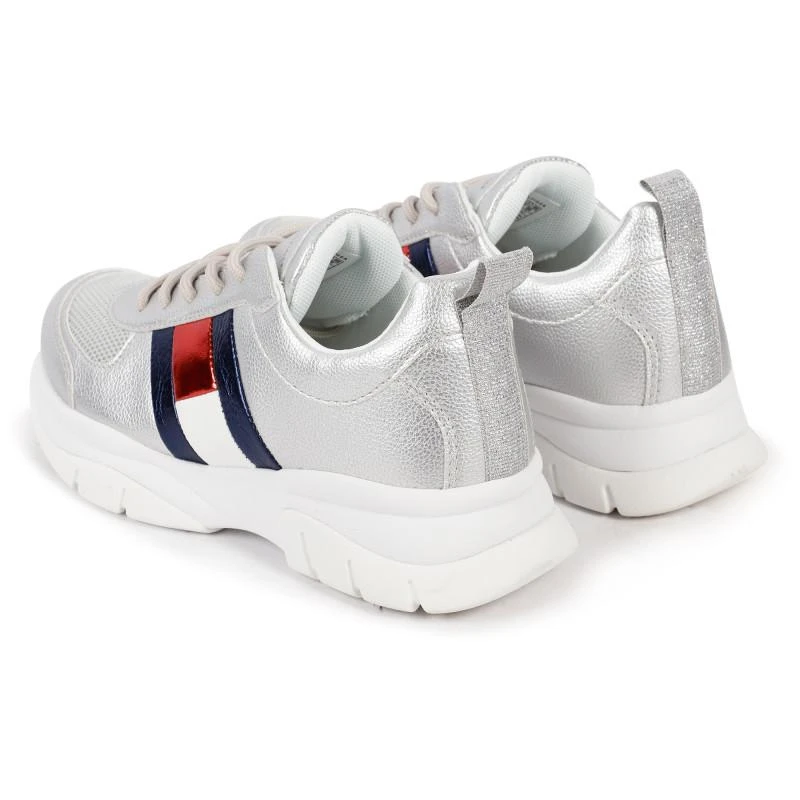 商品Tommy Hilfiger|Logo high platform sneakers in silver,价格¥587,第2张图片详细描述