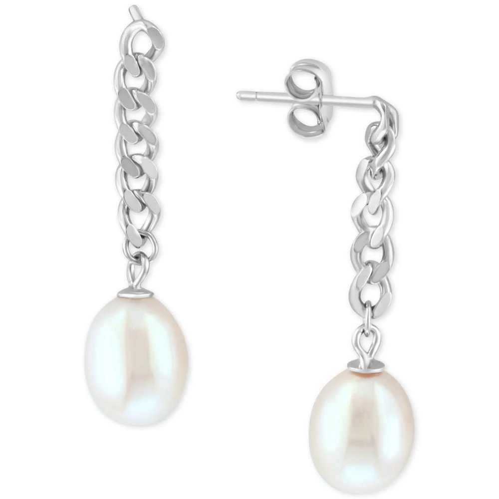 商品Effy|EFFY® Cultured Freshwater Pearl (8mm) Chain Drop Earrings in Sterling Silver,价格¥456,第1张图片