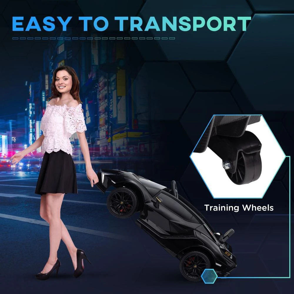 商品BreeBe|Aosom 12V Ride on Car, Lamborghini SIAN Licensed Battery Powered Electric Car for Kids with Remote Control, Horn, Music, & Headlights, Black,价格¥2773,第5张图片详细描述