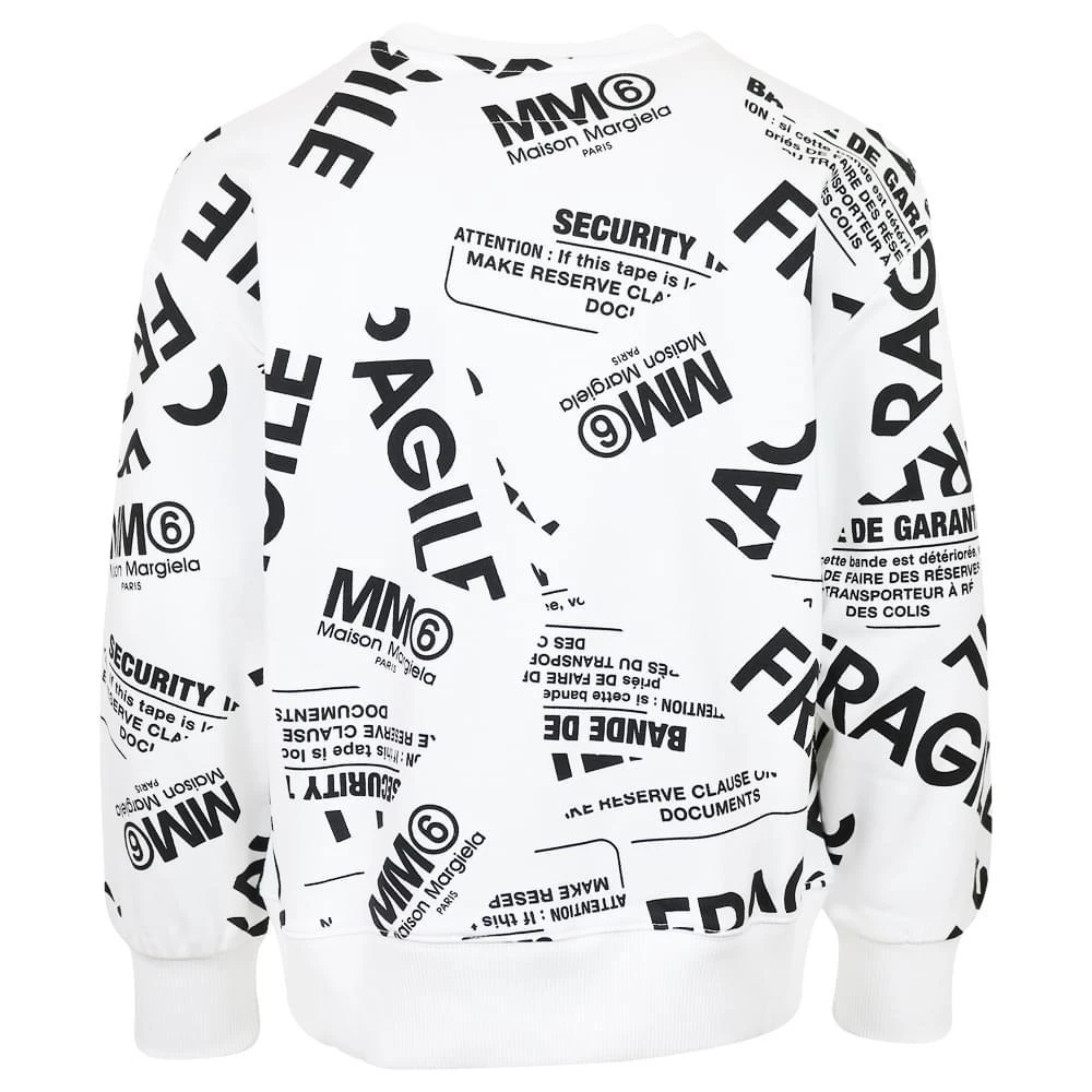 商品MAISON MARGIELA|马吉拉 白色中性破碎logo印花套头衫卫衣,价格¥410,第3张图片详细描述