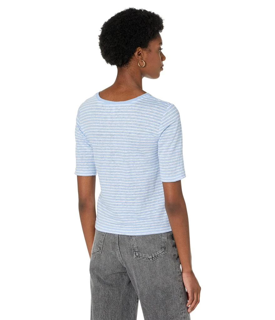 商品Vince|Striped Linen Elbow Sleeve Crew Tee,价格¥485,第2张图片详细描述