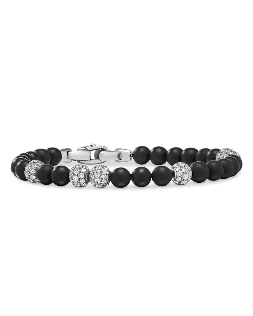 商品David Yurman|Sterling Silver Spiritual Onyx & Pavé Diamond Beaded Bracelet,价格¥51339,第1张图片