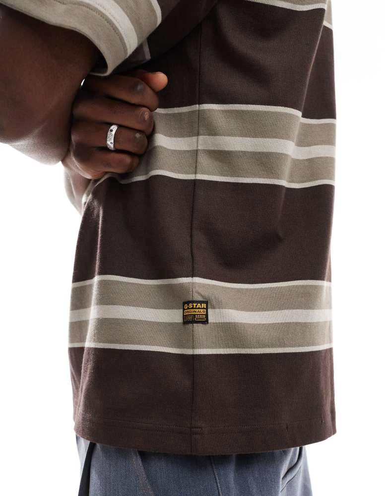 商品G-Star|G-Star boxy oversized t-shirt in brown and beige horizontal stripes,价格¥529,第4张图片详细描述