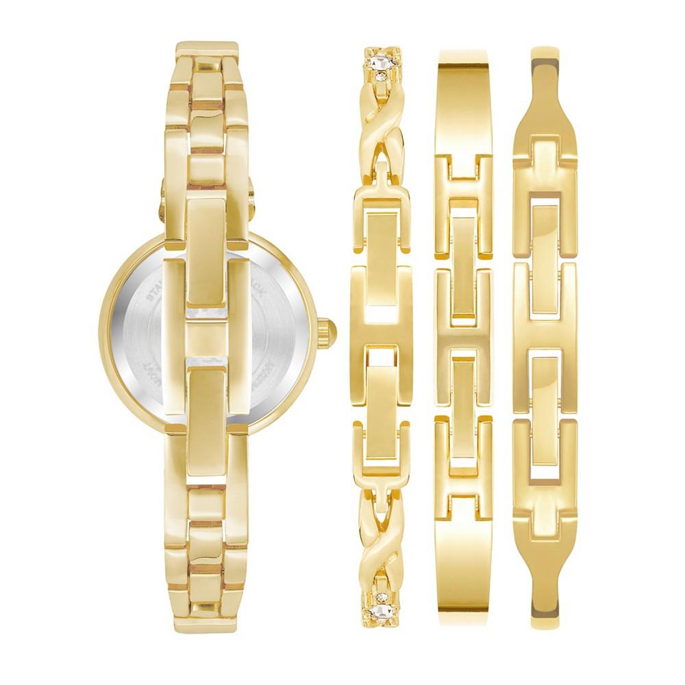 Women's Gold-Tone Alloy Bangle with Crystal Accents Fashion Watch 37mm Set 4 Pieces商品第3张图片规格展示