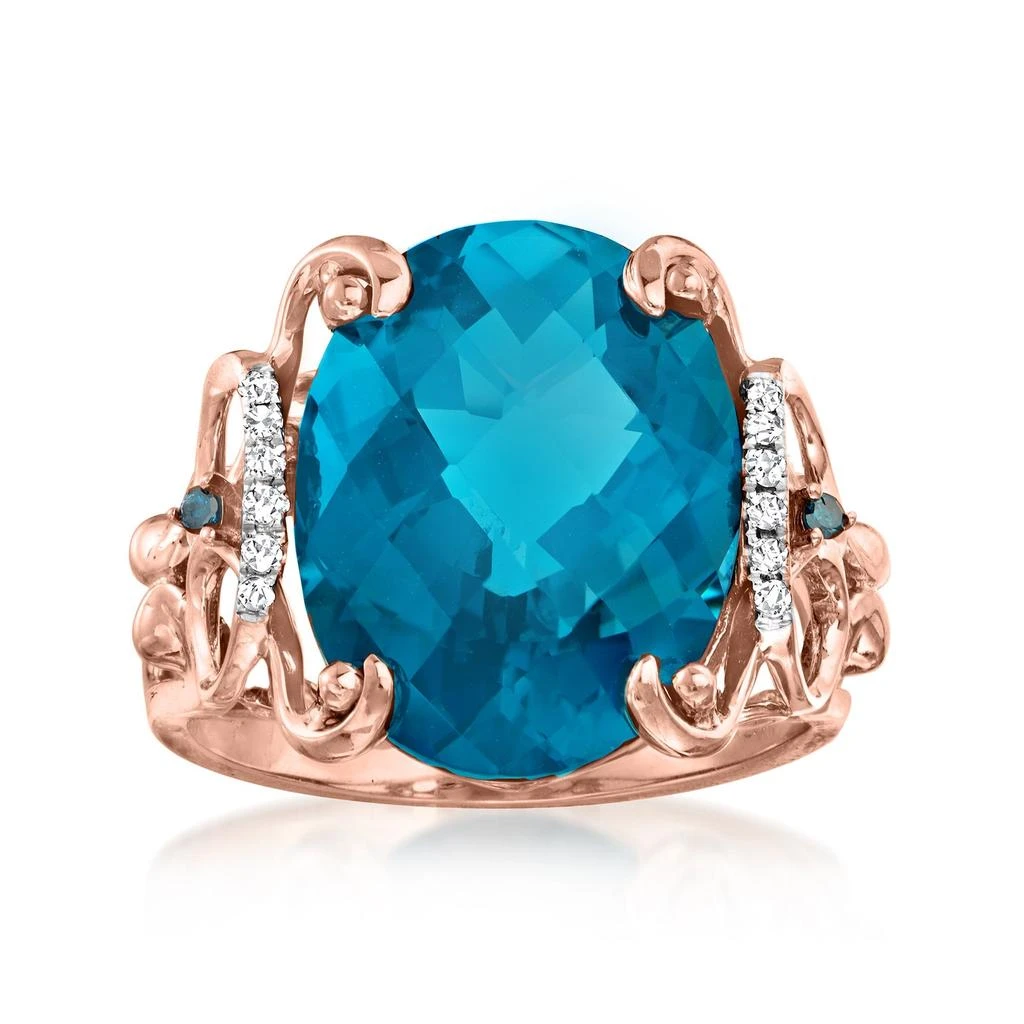 商品Ross-Simons|London Blue Topaz Ring With Blue and White Diamond Accents in 14kt Rose Gold,价格¥8797,第1张图片