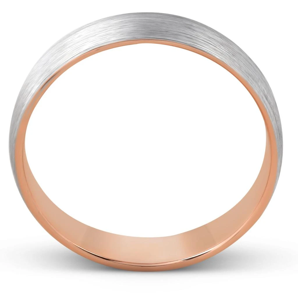 商品Pompeii3|Brushed Rose Gold Two Tone Mens 5MM Dome Wedding Band Plain Polished Ring 10k,价格¥2463,第2张图片详细描述