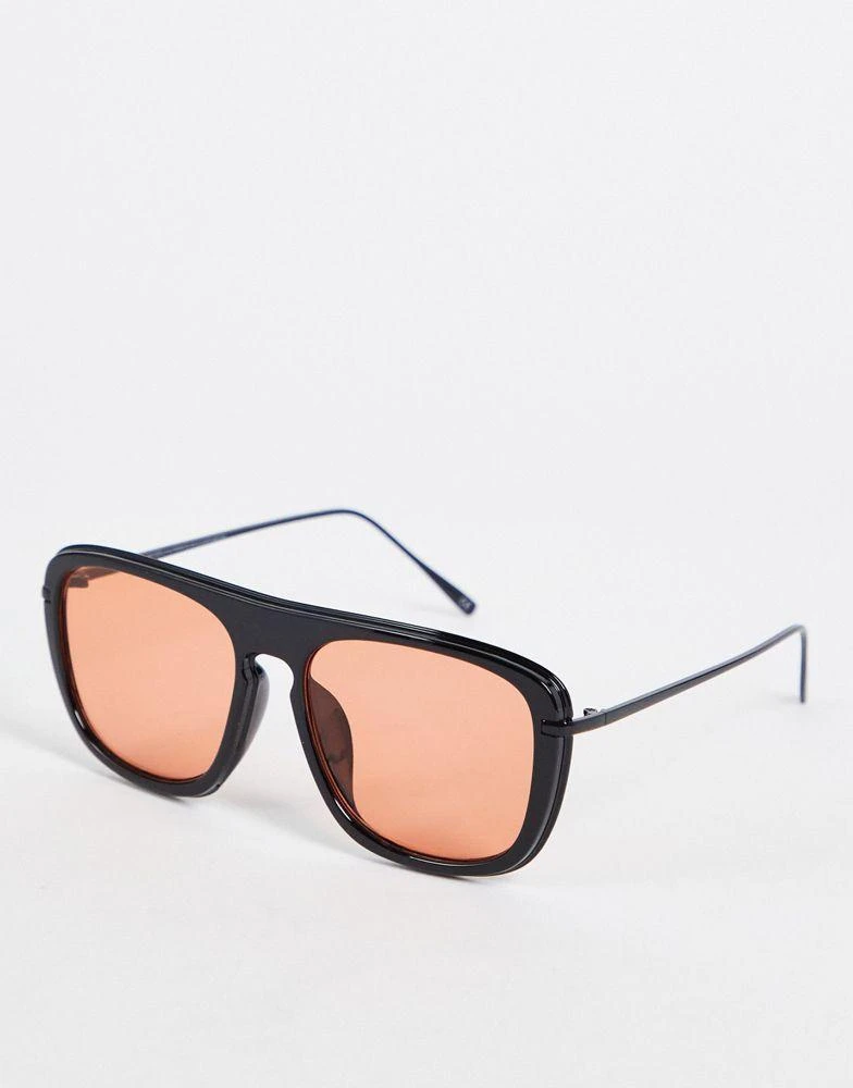 商品ASOS|ASOS DESIGN aviator sunglasses in black with orange lens,价格¥69,第1张图片