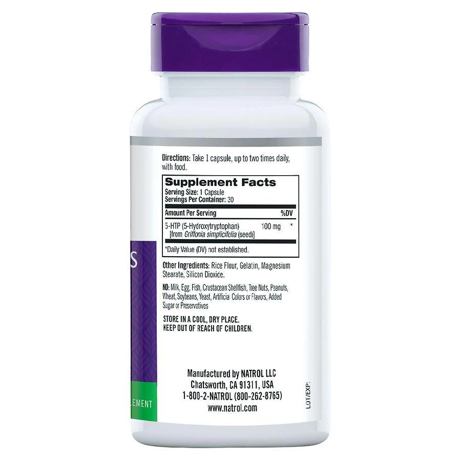 商品Natrol|5-HTP 100 mg Double Strength Capsules,价格¥112,第2张图片详细描述