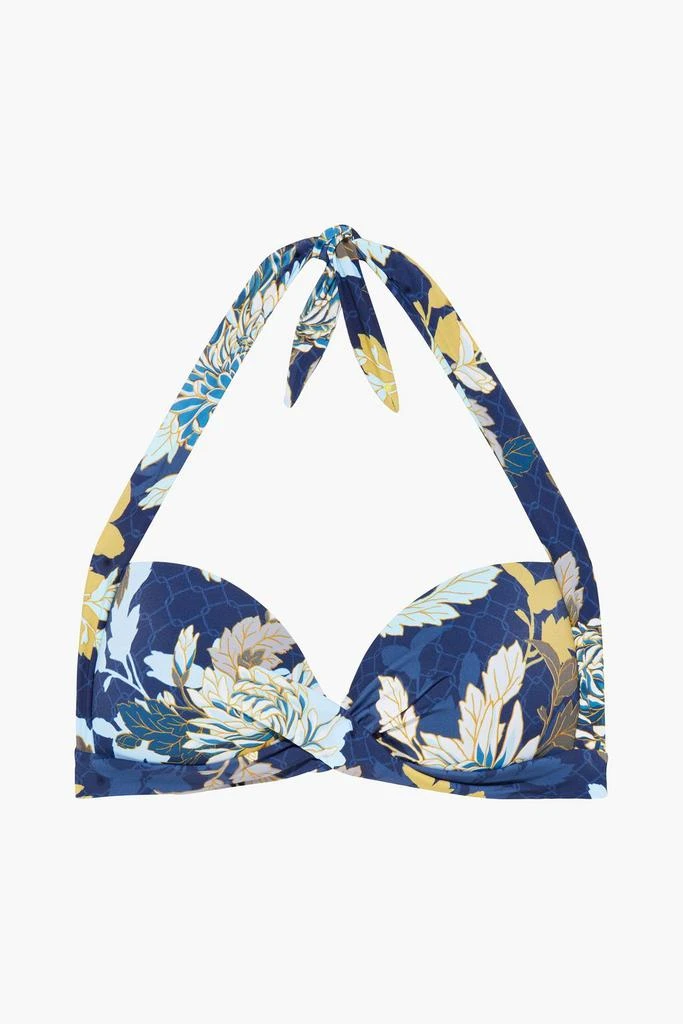 商品JETS AUSTRALIA by JESSIKA ALLEN|Crossover printed halterneck bikini top,价格¥374,第1张图片