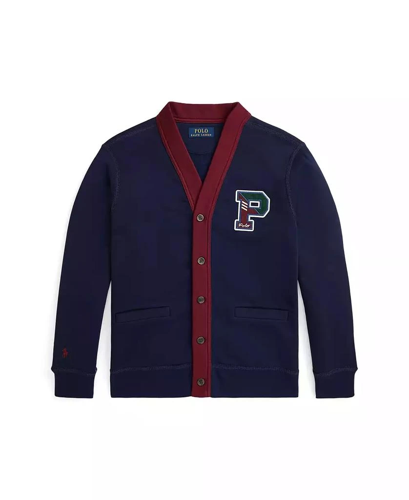 商品Ralph Lauren|Big Boys Fleece Letterman V-Neck Cardigan Shirt,价格¥360,第2张图片详细描述