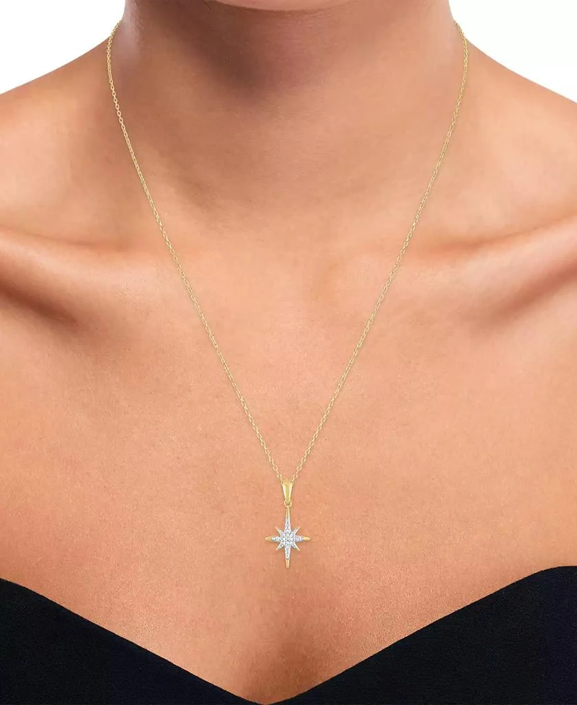 商品Macy's|Diamond Accent Star Pendant Necklace in 14k Gold-Plated Sterling Silver, 16" + 2" extender,价格¥188,第2张图片详细描述