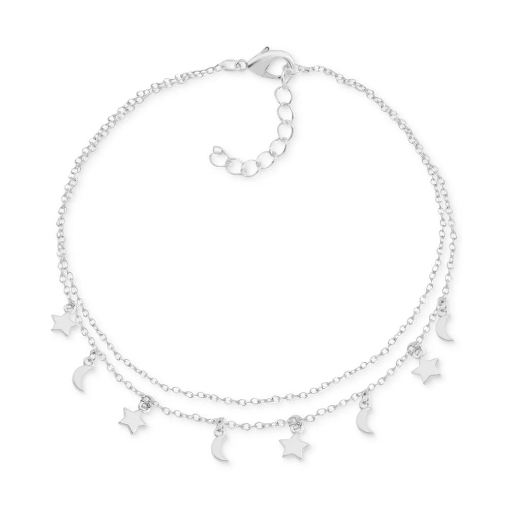 商品Essentials|Moon & Star Charm Two-Row Anklet in Silver-Plate,价格¥299,第1张图片