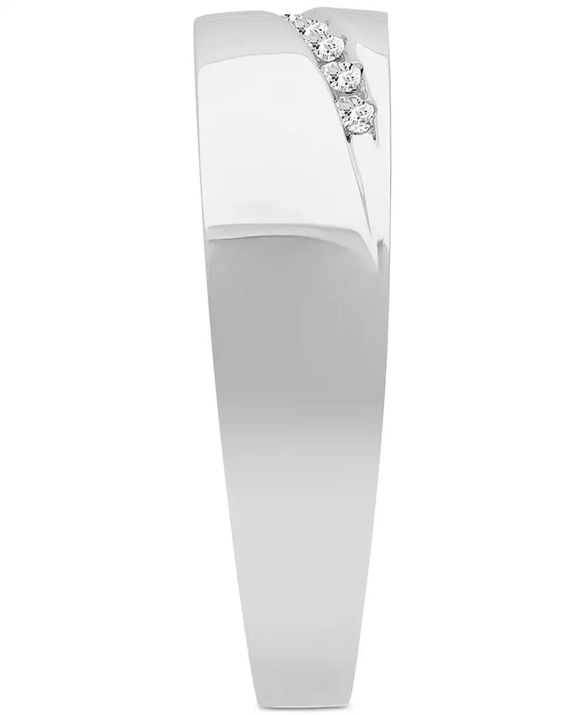 商品Macy's|Men's Diamond Diagonal Wedding Band (1/10 ct. t.w.) in 14k White Gold,价格¥11186,第3张图片详细描述