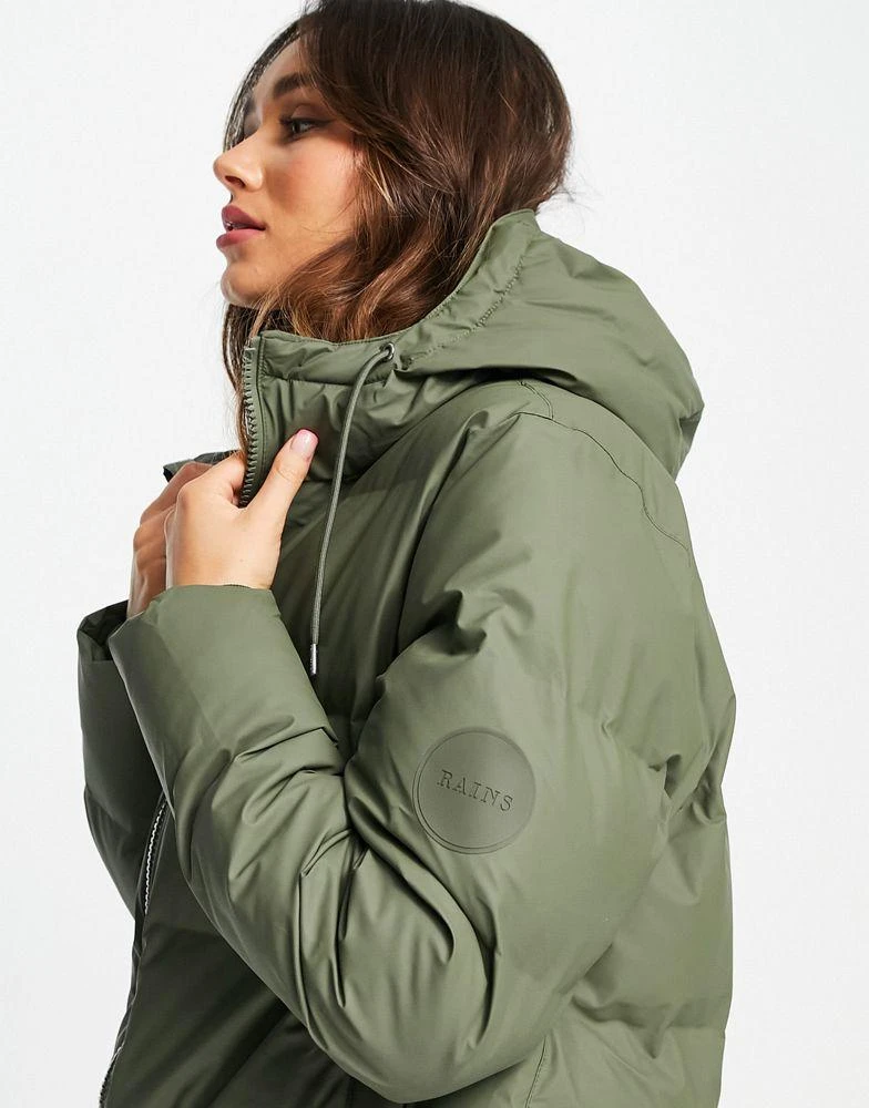 商品RAINS|Rains 1507 long puffer coat in olive,价格¥3864,第4张图片详细描述