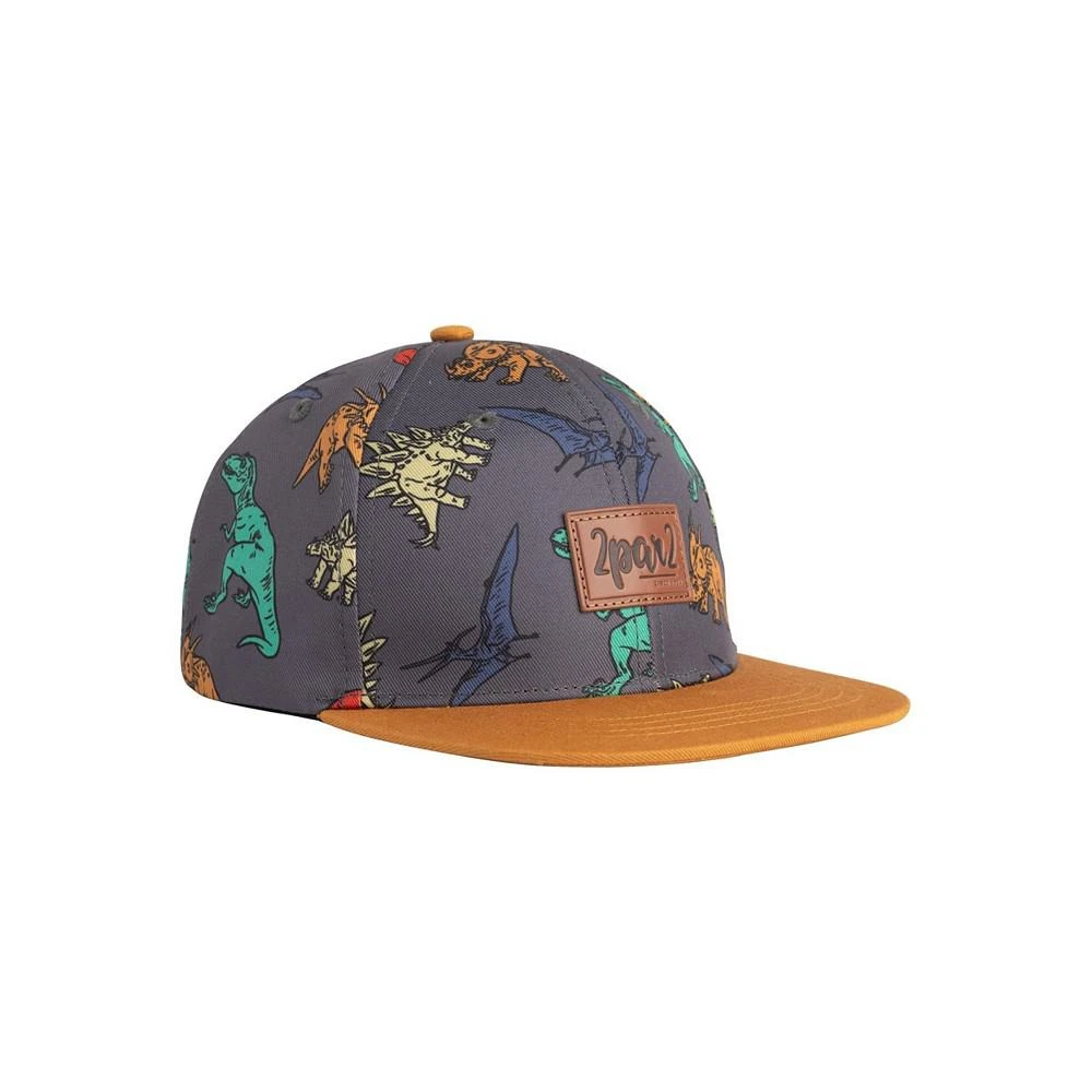 商品Deux par Deux|Baby Boy Printed Cap Charcoal Grey Multicolor Dinosaurs - Infant,价格¥201,第1张图片