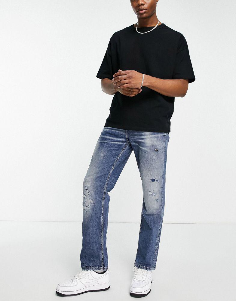 River Island straight jeans in blue商品第1张图片规格展示