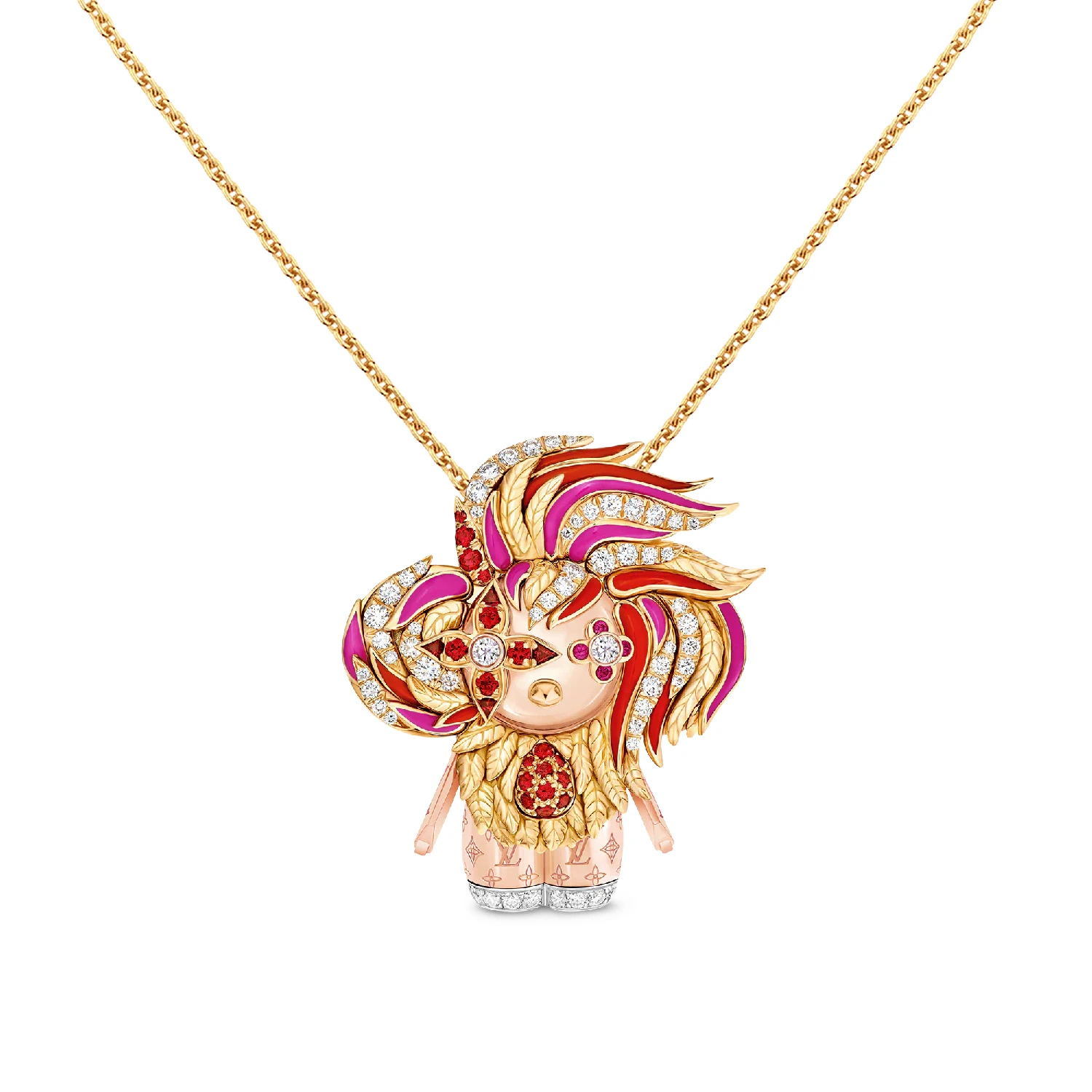 商品Louis Vuitton|【预售】 LV路易威登 25秋冬 女士 吊坠 VIVIENNE ROOSTER 18K 金漆面钻石彩色宝石项链 Q93981 ,价格¥455550,第1张图片