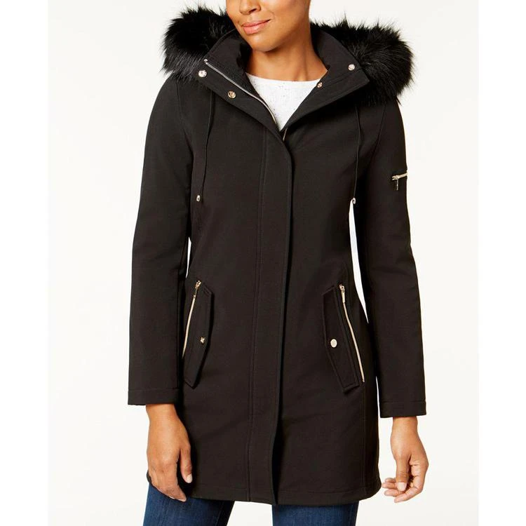 商品Ivanka Trump|Faux-Fur-Trim Hooded Softshell Raincoat,价格¥711,第1张图片