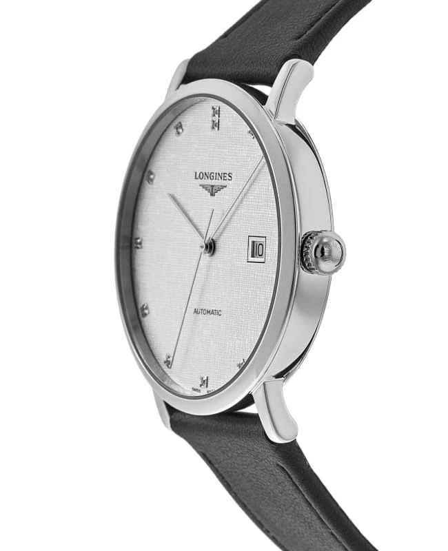 商品Longines|Longines Elegant Collection Silver Diamond Dial Leather Strap Women's Watch L4.911.4.77.2,价格¥10036,第3张图片详细描述