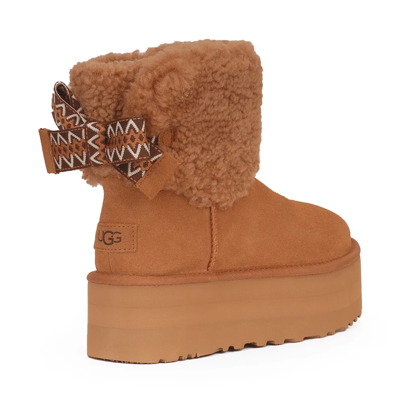商品[国内直发] UGG|牛剖层革 舒适休闲厚底 短筒 雪地靴 女款 棕色,价格¥1473,第4张图片详细描述