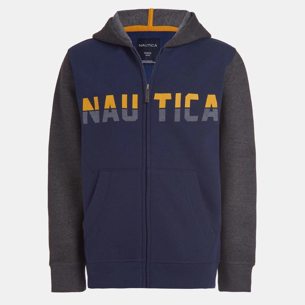 商品Nautica|Nautica Little Boys' Colorblock Logo Zip Hoodie (4-7),价格¥116,第1张图片