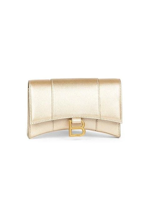 商品Balenciaga|Hourglass Metallic Leather Wallet-On-Chain,价格¥4479,第1张图片