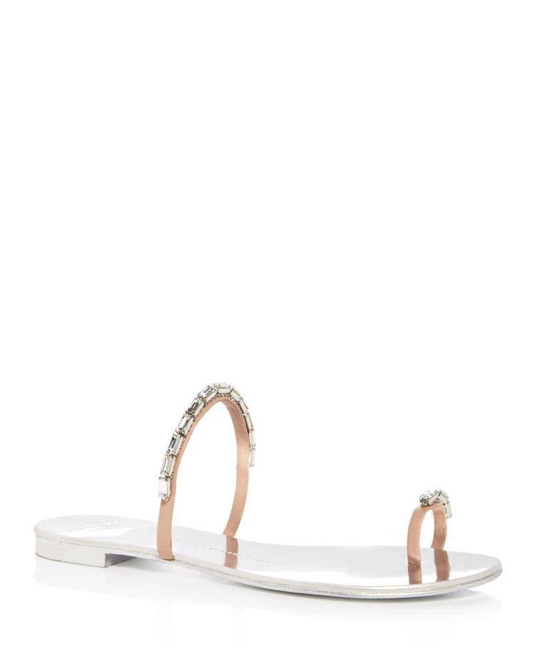 商品Giuseppe Zanotti|Women's Nuvorock Metallic Swarovski Crystal Toe Ring Slide Sandals,价格¥4451,第1张图片