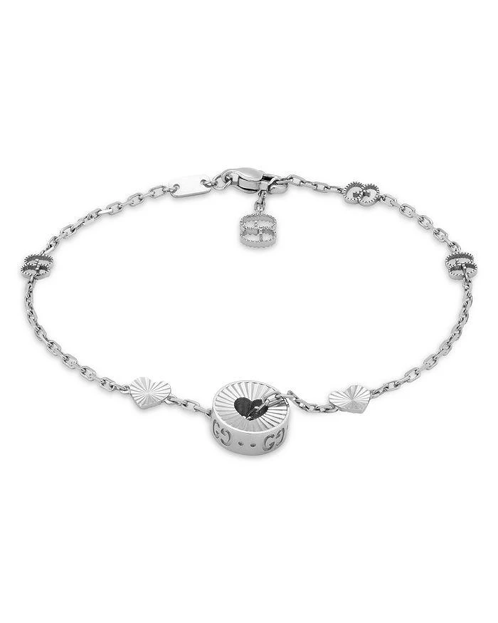 商品Gucci|18K White Gold Icon Heart & Double G Link Bracelet,价格¥18284,第1张图片