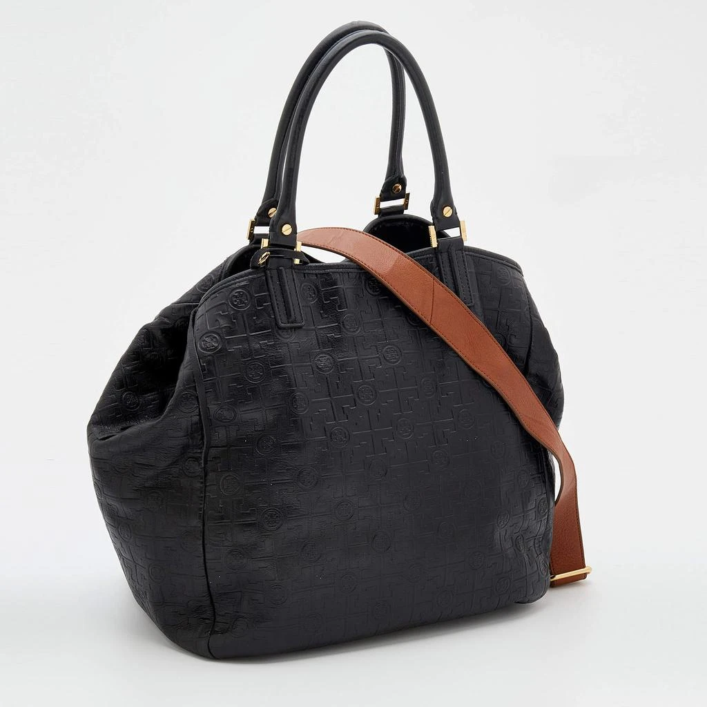 商品[二手商品] Tory Burch|Tory Burch Black Logo Embossed Leather Dafina Tote,价格¥1182,第3张图片详细描述
