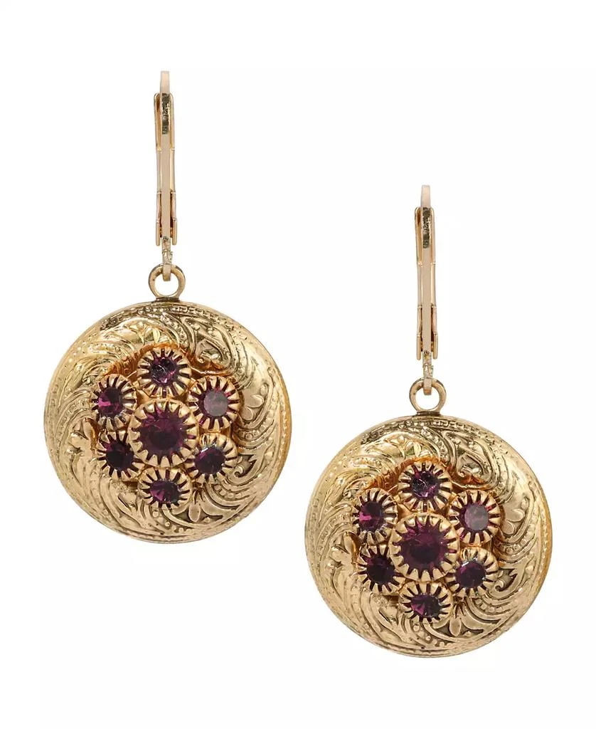 商品2028|Gold-Tone Crystal Round Drop Earrings,价格¥252,第2张图片详细描述