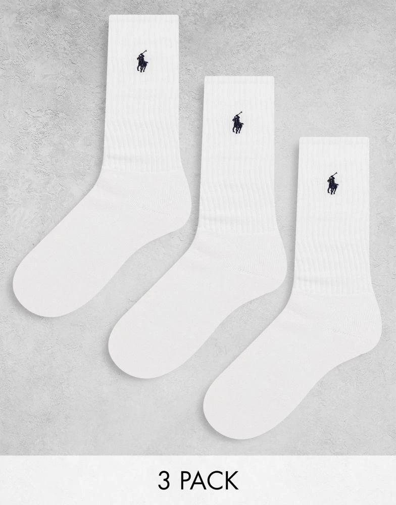 商品Ralph Lauren|Polo Ralph Lauren 3 pack sport socks in white,价格¥293,第1张图片