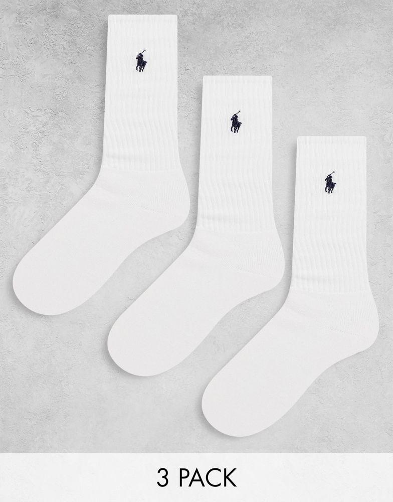 商品Ralph Lauren|Polo Ralph Lauren 3 pack sport socks in white,价格¥184,第1张图片