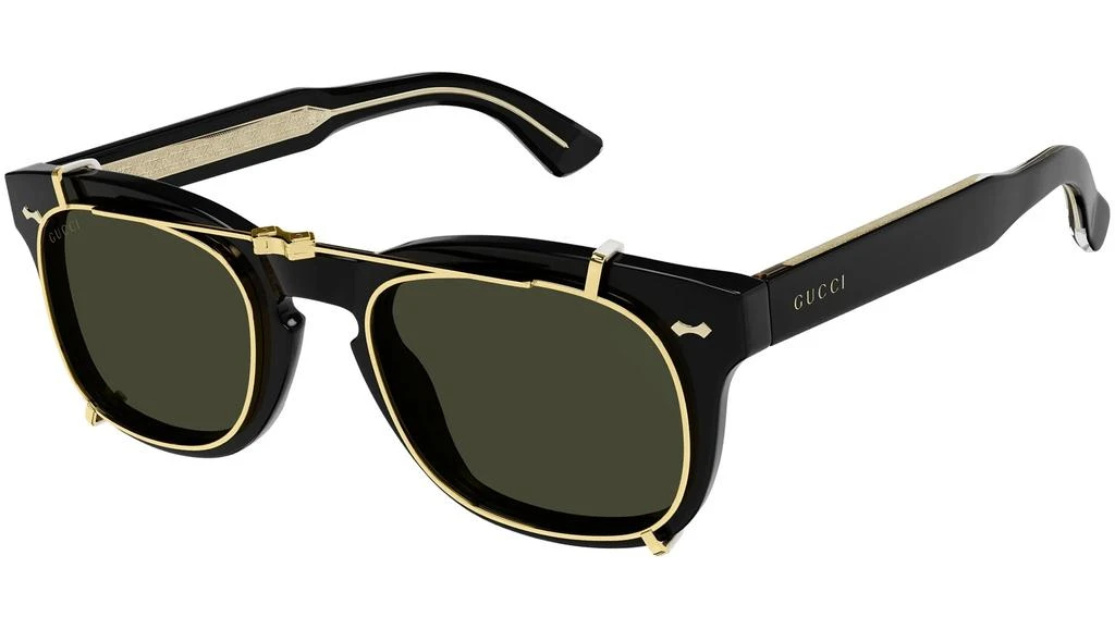 商品Gucci|Yellow With Green Clip On Sport Unisex Sunglasses GG0182S 008 49,价格¥2635,第1张图片