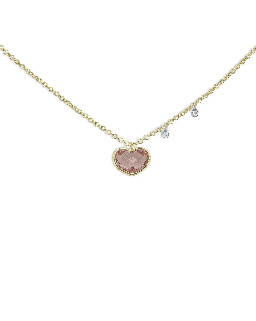 商品Meira T|14K Yellow Gold Morganite & Diamond Heart Necklace, 18",价格¥3308,第1张图片详细描述