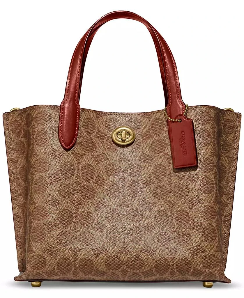 商品Coach|Signature Coated Canvas Willow Tote 24 with Convertible Straps,价格¥2244,第1张图片