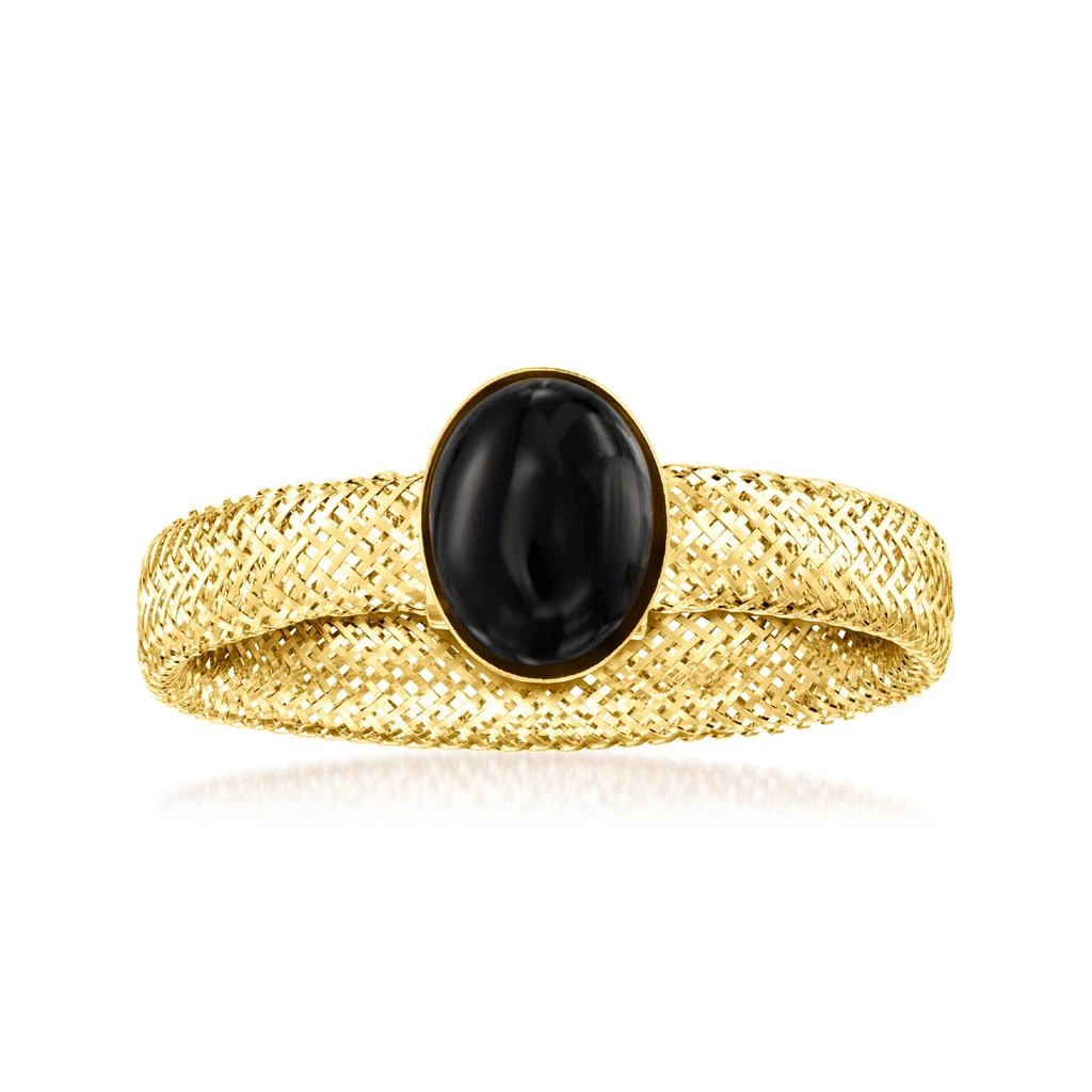 商品Ross-Simons|Italian Black Onyx Mesh Stretch Ring in 14kt Yellow Gold,价格¥1330,第1张图片