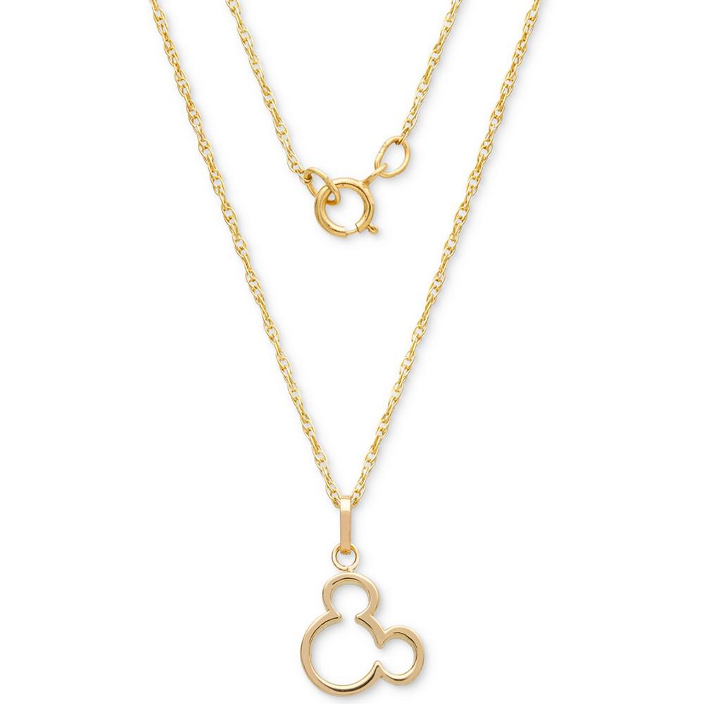 Children's Mickey Mouse Silhouette 15" Pendant Necklace in 14k Gold商品第3张图片规格展示
