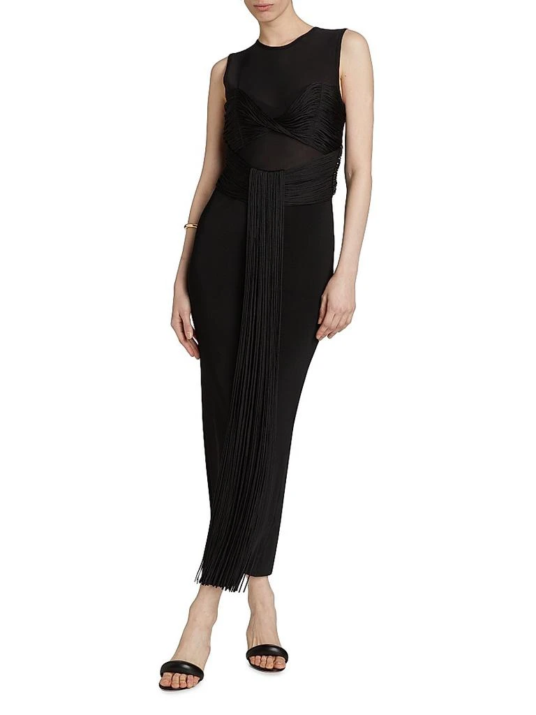 商品Herve Leger|Nina Mesh Paneled Fringe Gown,价格¥5296,第3张图片详细描述