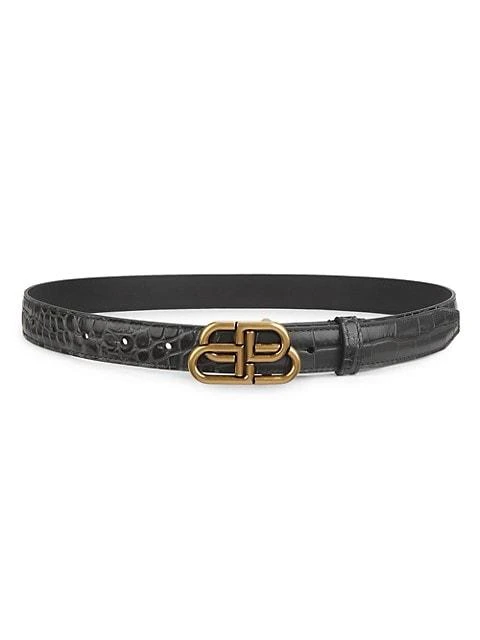 商品Balenciaga|BB Shiny Croc-Embossed Leather Belt,价格¥3681,第1张图片
