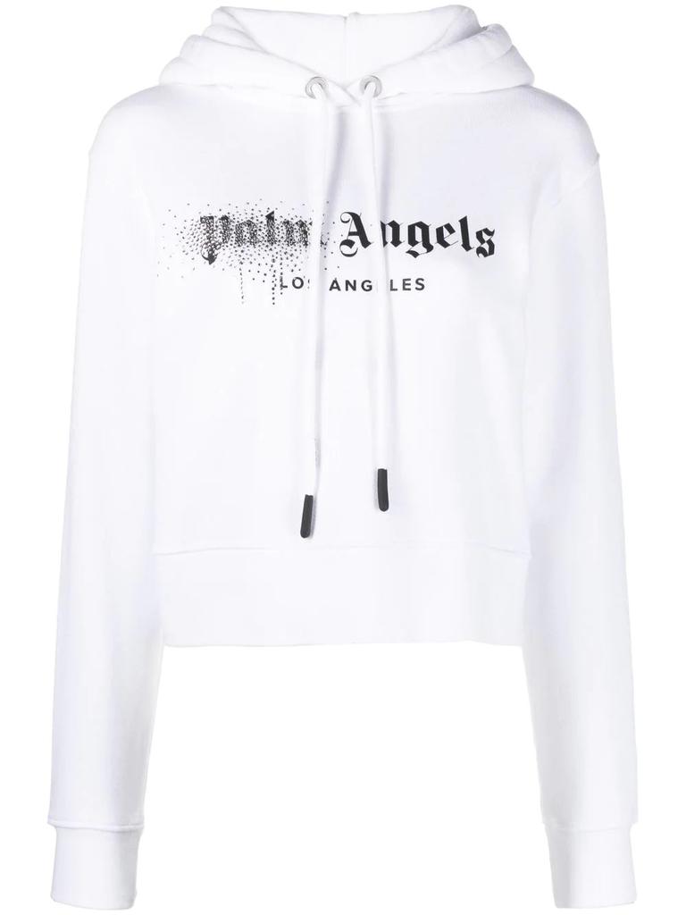 PALM ANGELS WOMEN RHINESTONE SPRY LOGO HOODY商品第4张图片规格展示