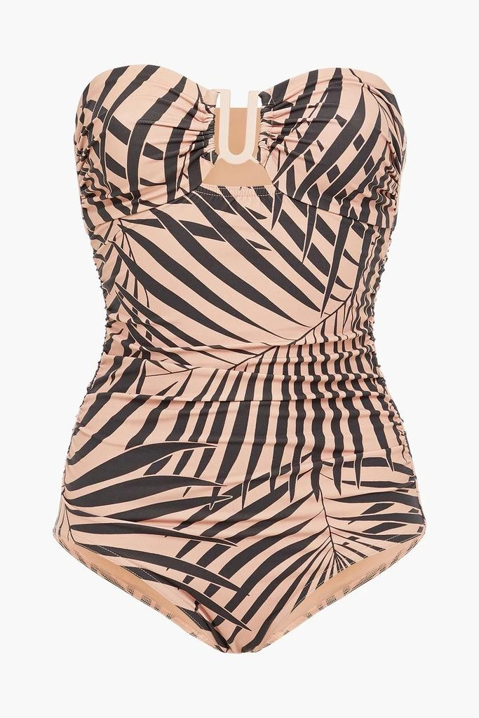 商品Zimmermann|Separates Sculpt Link ruched zebra-print bandeau swimsuit,价格¥701,第1张图片