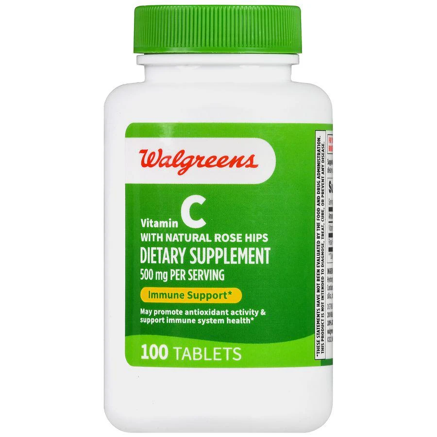 商品Walgreens|Vitamin C with Natural Rose Hips 500 mg Tablets,价格¥50,第2张图片详细描述