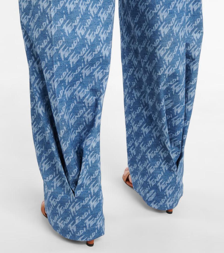 Fendi Brush high-rise cotton chambray pants商品第5张图片规格展示