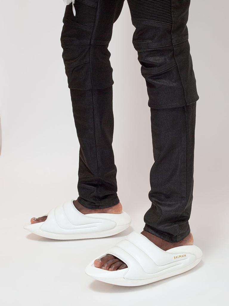 商品Balmain|B-it Puffy Quilted Leather Slide Sandals,价格¥5636,第1张图片