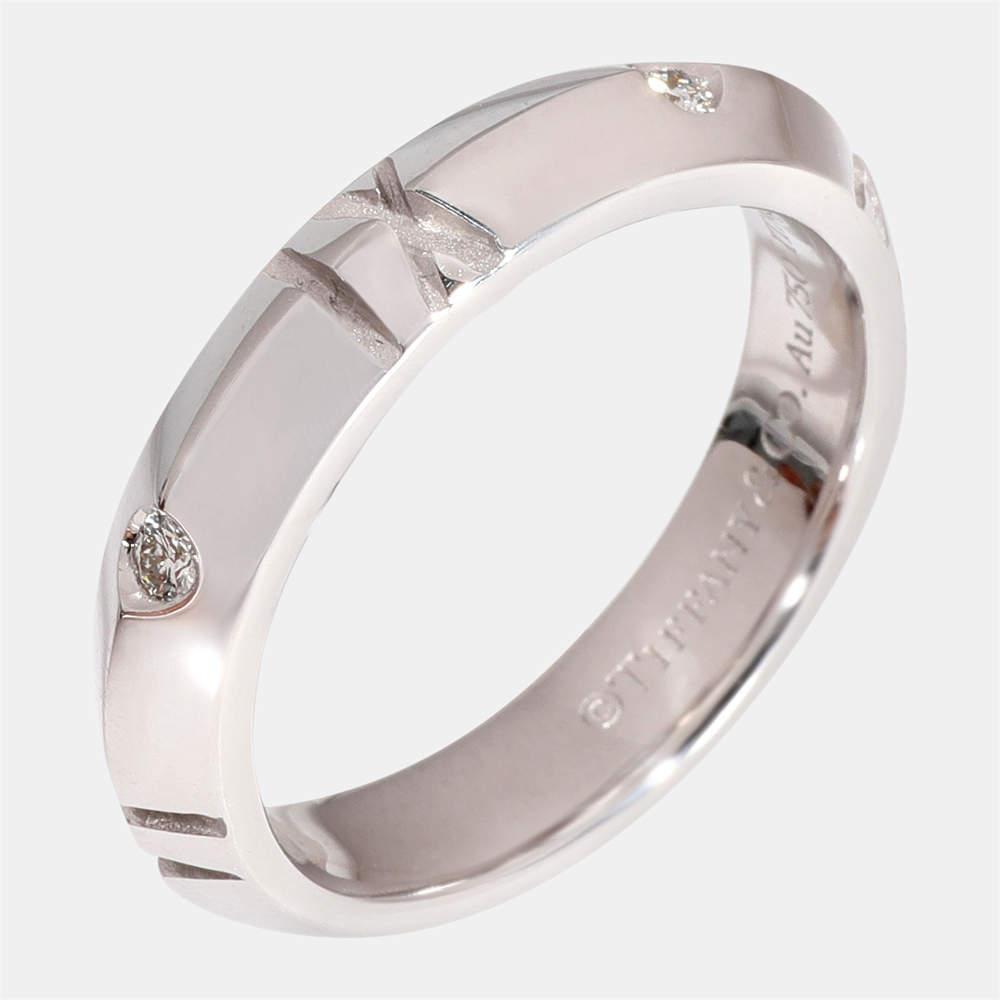 商品[二手商品] Tiffany & Co.|Tiffany & Co. Atlas Band 18K White Gold Diamond Ring EU 54.5,价格¥11518,第1张图片